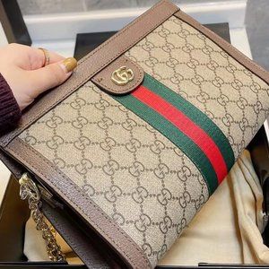 Gucci Brown Ophidia GG Small Supreme Canvas Shoulder Bag